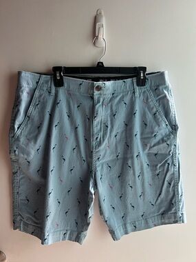 Plugg Flex Men’s  Light Blue and and Navy Flamingo Flex Waistband Shorts Size 38